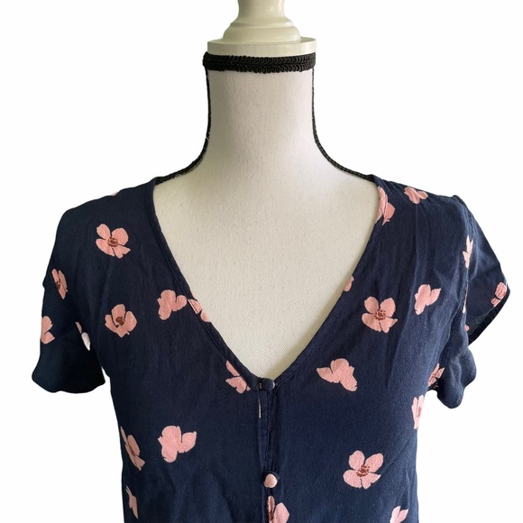 Rails Breton Navy Poppies Blouse. Size small - Picture 2 of 8